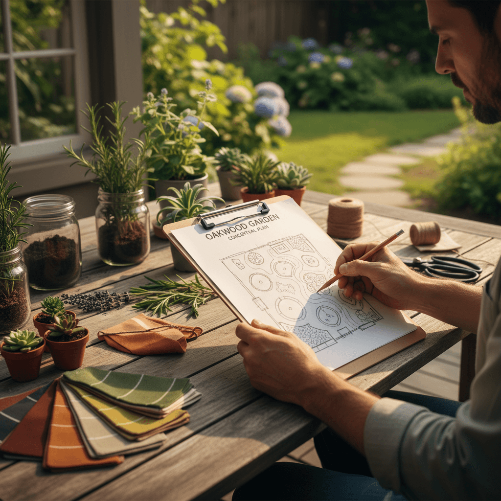 Custom garden design consultation with landscape plans
